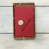 Подарочный набор: блокнот thinkme красный, ручка, значок